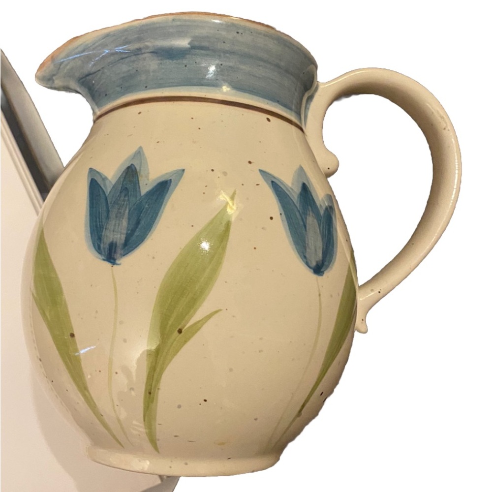Vintage FARIA & BENTO Portugal Hand Painted Ceramic Plant / kitchen pitcher